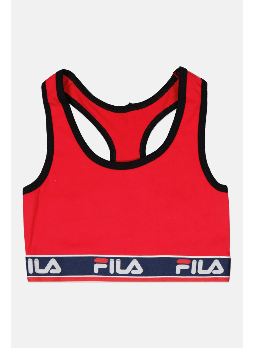 FILA Kids Girl Brand Logo Sports Bra, Red  - Image 1