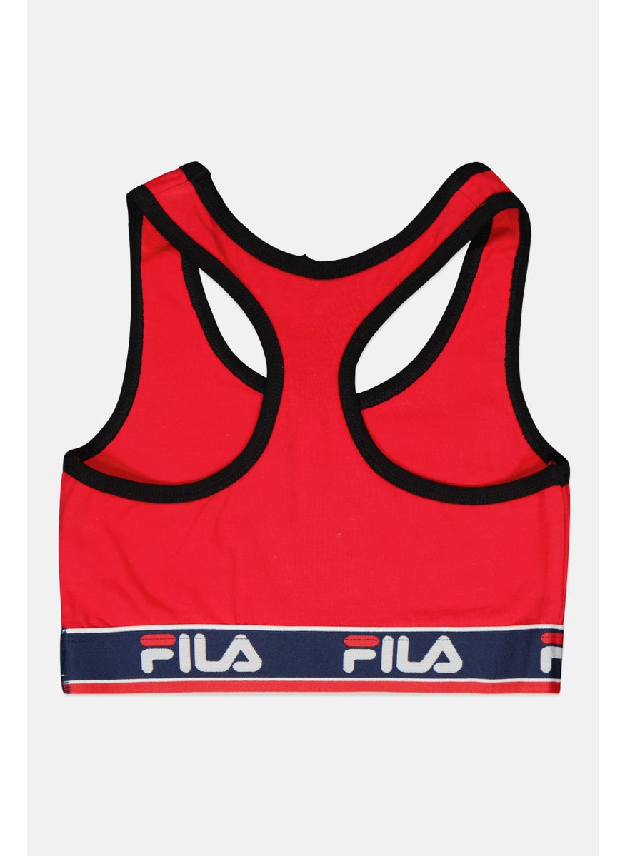 FILA Kids Girl Brand Logo Sports Bra, Red  - Image 2