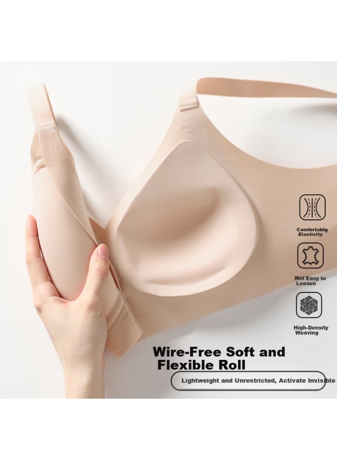 GRACEWELL Tingmei Satin Cup Large Bust Minimizing Bra Women's Adjustable Lift Anti-sagging Side Support Bra For Women's Day - Image 2