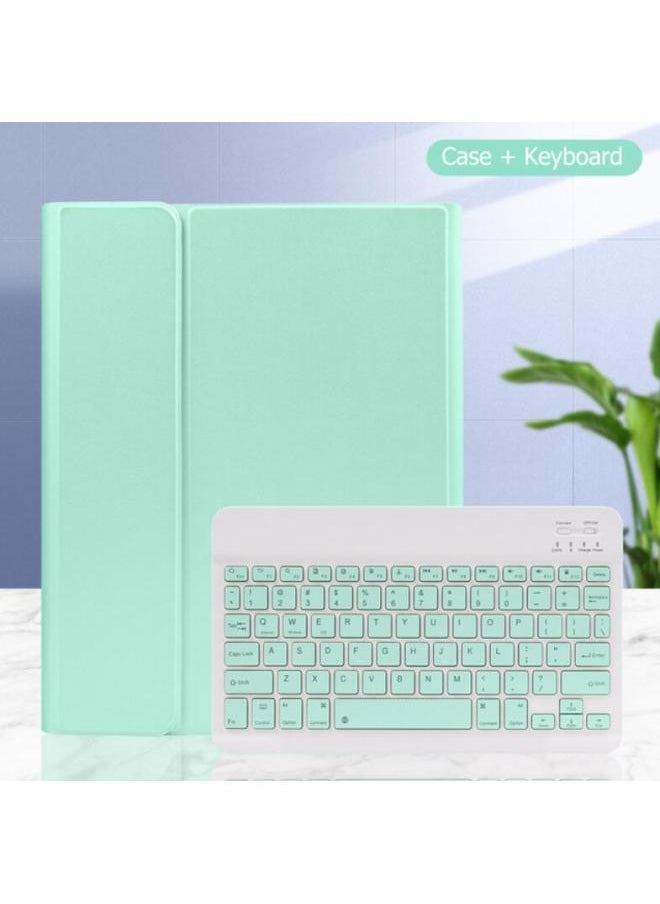 Generic Applicable To Apple Ipad10 Bluetooth Keyboard 10.2 Protective Case Air5 Pen Slot Pro12.9 Keyboard IPad9.7 Leather-Color:Light Green Leather Case + Light Green Keyboard-Applicable Model:2022/2021/2020/2018ipadpro11  - Image 1