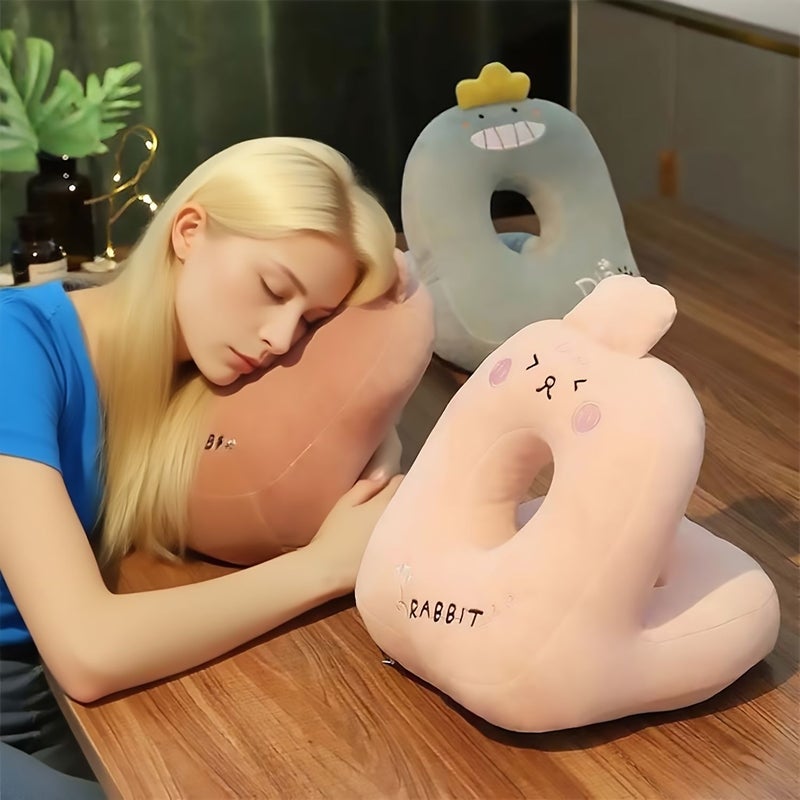 Pink Comfort Nap Pillow For Desk Office Car With Neck Back Support Body Cushioning Relaxation - Image 1
