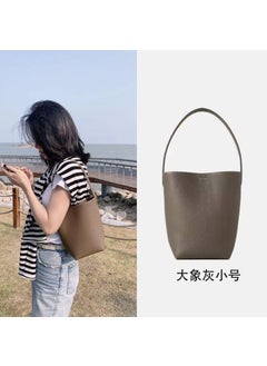 The Row Leather Bucket Bag New Large Capacity Coffee trumpet first layer cowhide can put 5 fold umbrella