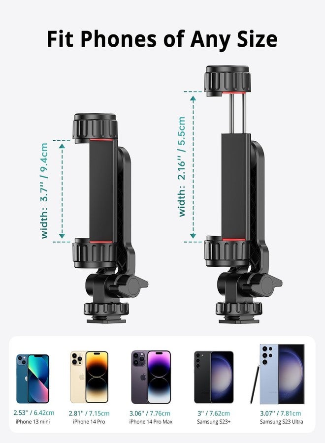 ATUMTEK Phone Tripod Mount, Universal Smartphone Mount Adapter with 2 Cold Shoe and 1/4" Standard Screw, 360° Rotates and 180° Tilts Adjustable Cell Phone Clamp Holder for Perfect Mobile Photography - Image 2