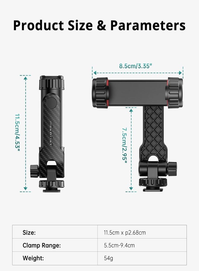 ATUMTEK Phone Tripod Mount, Universal Smartphone Mount Adapter with 2 Cold Shoe and 1/4" Standard Screw, 360° Rotates and 180° Tilts Adjustable Cell Phone Clamp Holder for Perfect Mobile Photography - Image 5