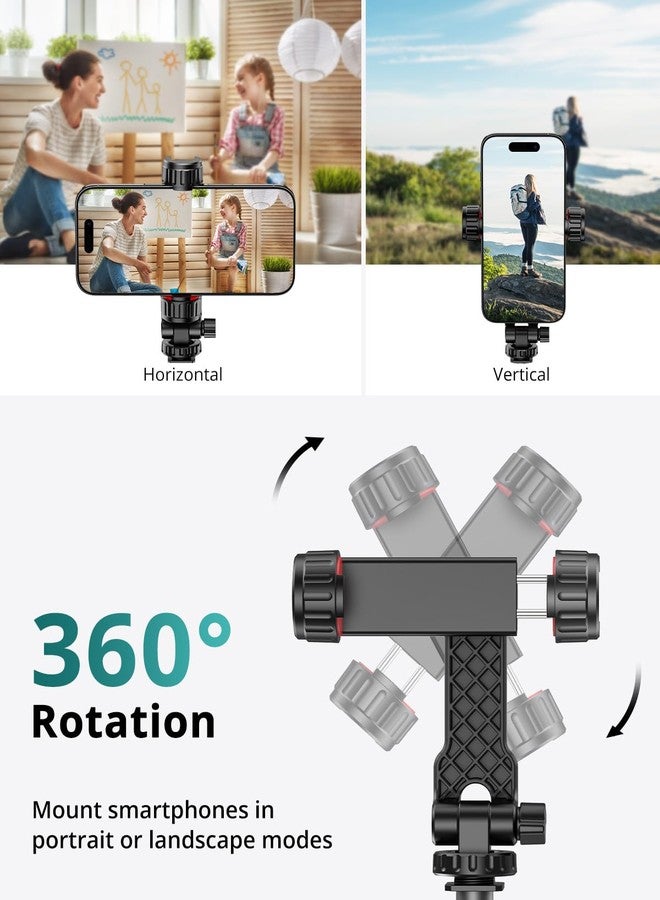 ATUMTEK Phone Tripod Mount, Universal Smartphone Mount Adapter with 2 Cold Shoe and 1/4" Standard Screw, 360° Rotates and 180° Tilts Adjustable Cell Phone Clamp Holder for Perfect Mobile Photography - Image 4