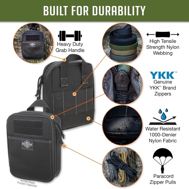 MAXPEDITION Beefy Pocket Organizer (Black) Compact, MOLLE-Compatible, 1000D Nylon Tactical Pouch, Everyday Carry Tool and Gear Storage for Outdoor, Tactical, Survival - Image 3