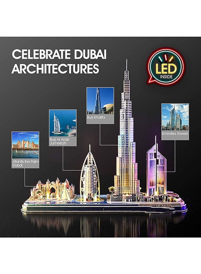 3D Puzzle with LED Lighting Cityline Architecture Model - Image 4