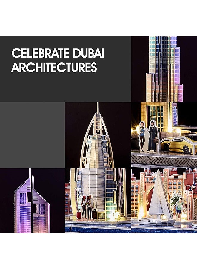3D Puzzle with LED Lighting Cityline Architecture Model - Image 3