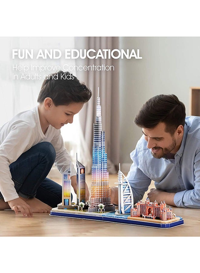 3D Puzzle with LED Lighting Cityline Architecture Model - Image 2