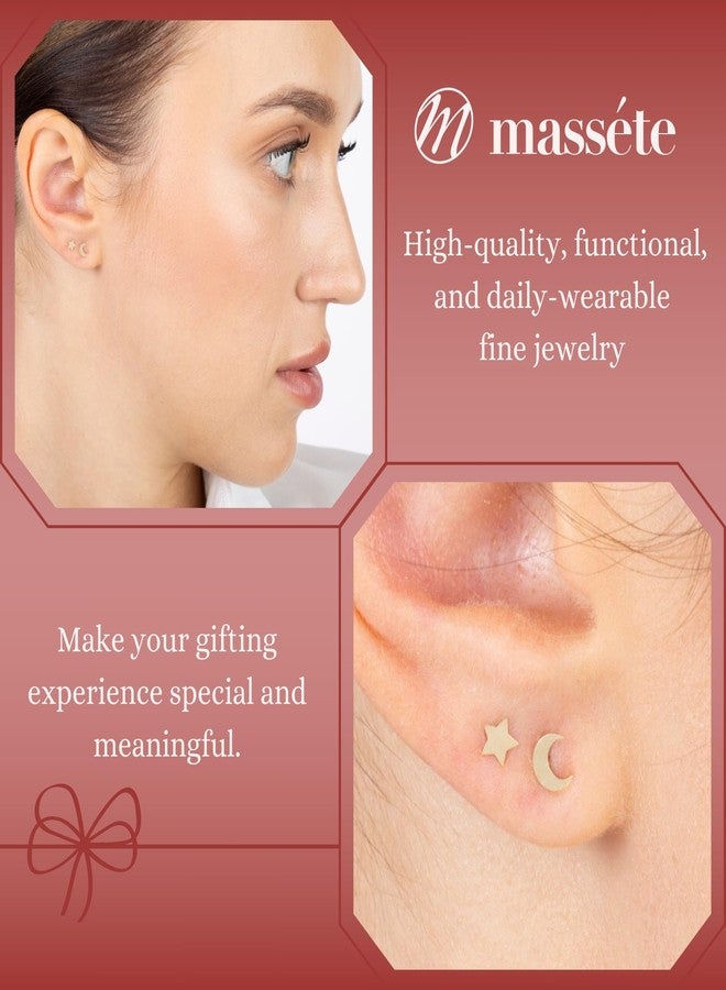 Massete 14k Yellow Gold Tiny Star Earrings Stud Shiny Polished Safety Screwback Covered Back Closure - Image 3