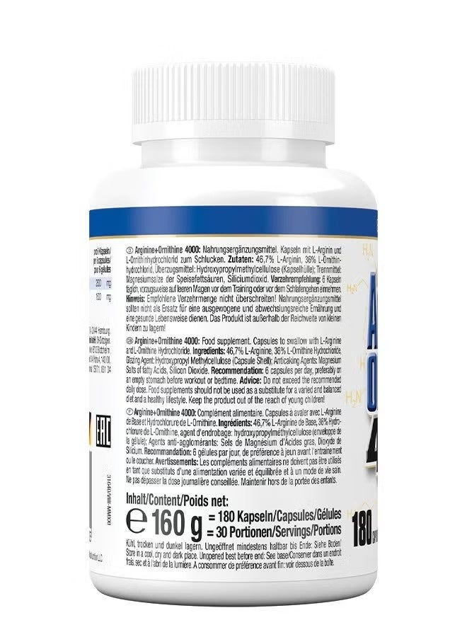 Weider Arginine Plus Ornithine 4,000 – Powerful Amino Acid Complex, 180 Capsules | Nitric Oxide & Muscle Recovery Support - Image 2