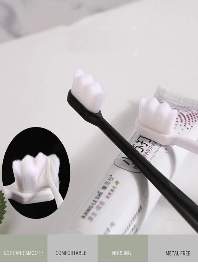 Hidak Extra Soft Toothbrush Flat Head Teeth Cleaner Brush with Cover For Sensitive Gums and Teeth Antibacterial Micro-Nano Toothbrushes Bamboo Bristles Excellent Cleaning Effect (Black & White) - Image 5