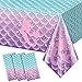 Jectivs 3Pcs Mermaid Birthday Party Tablecloth DecorationsDisposable Plastic Table Cover for Princess Under The Sea Baby Shower Themed Kids Birthday Party Supplies108x54 Inch - Image 4