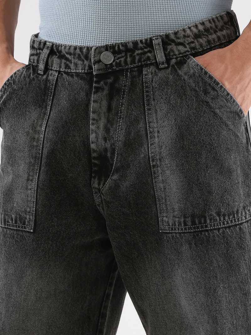 Urbano Fashion  Urbano Fashion Men's Grey Loose Baggy Fit Cargo Carpenter Jeans with 6 Pockets Non-Stretchable  | Best Price UAE