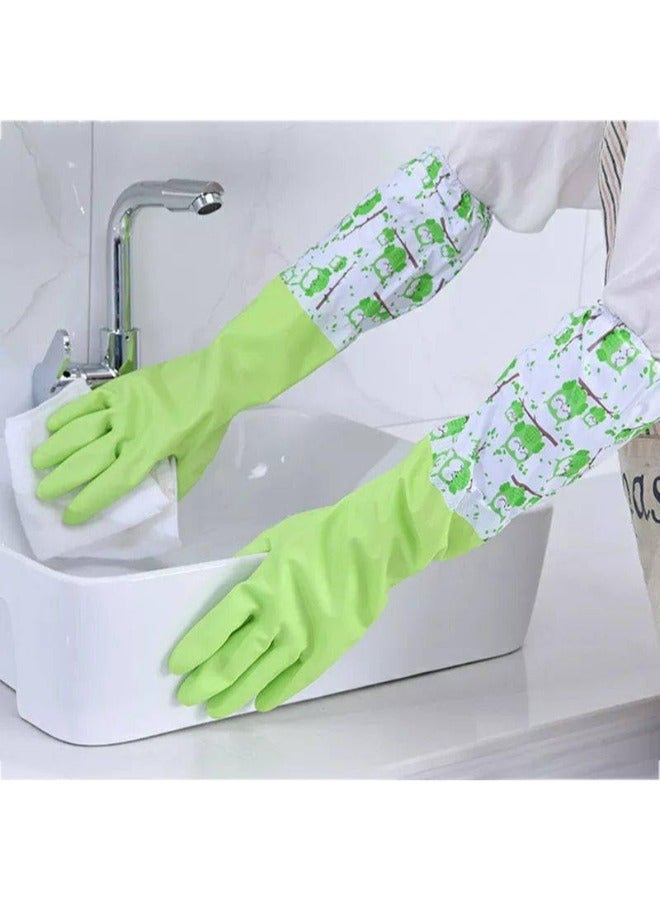 Thickened Cleaning Gloves Set Of 2 Household Washing Gloves Waterproof  Gloves For Kitchen Dish Washing Laundry Cleaning Multicolour  - Image 2
