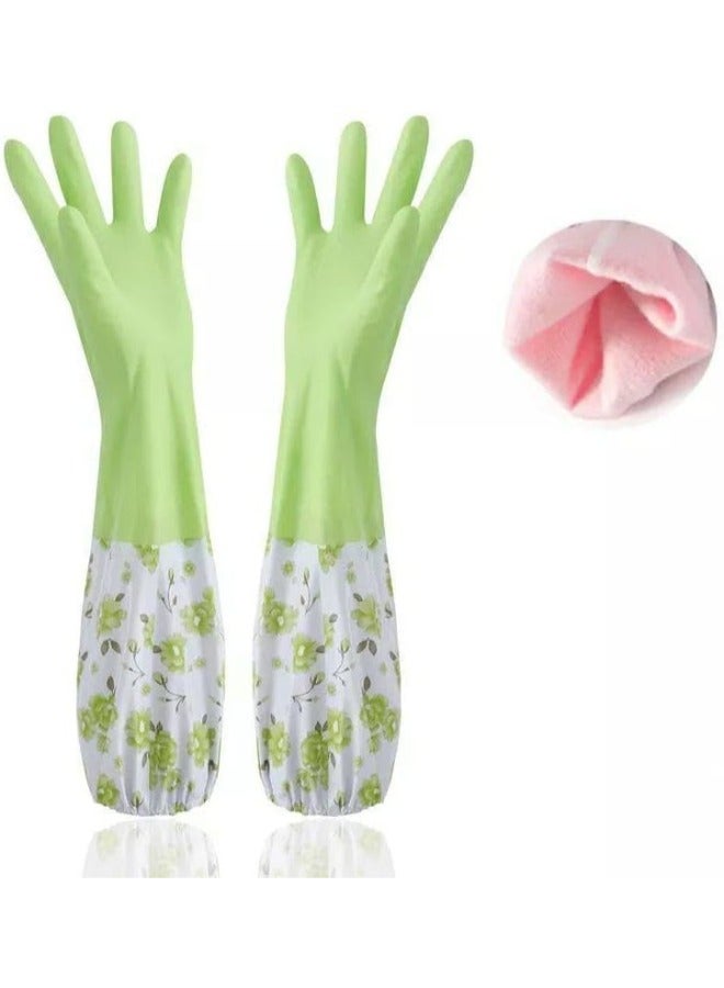 Thickened Cleaning Gloves Set Of 2 Household Washing Gloves Waterproof  Gloves For Kitchen Dish Washing Laundry Cleaning Multicolour  - Image 1