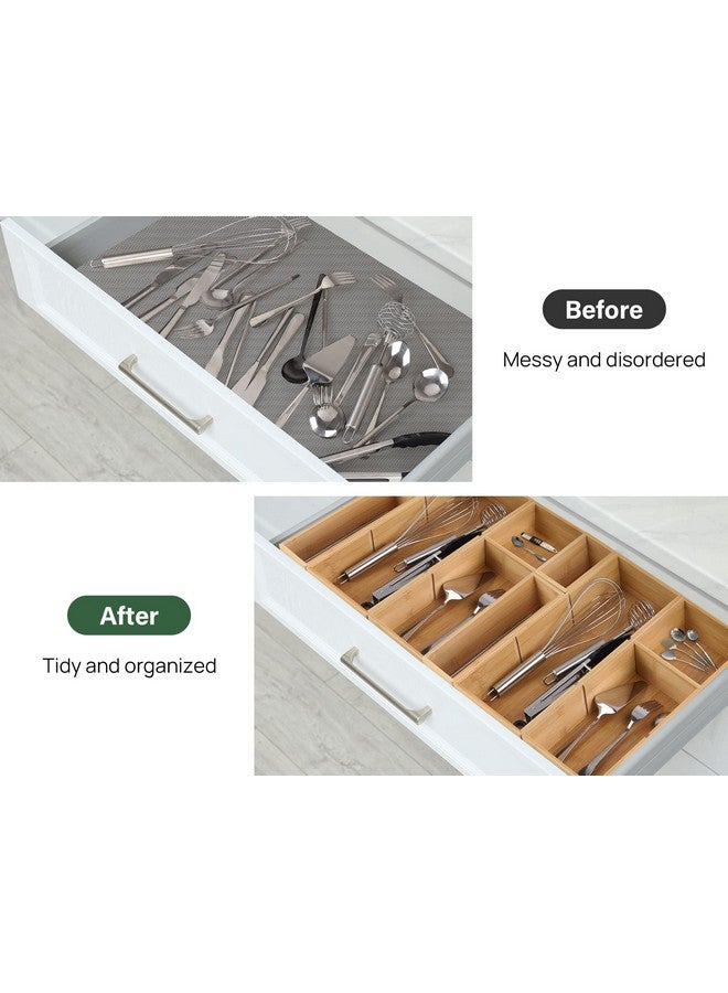 Kootek 6 Pcs Bamboo Drawer Organizer, Kitchen Utensils Storage Boxes 3-Size with Removable Dividers Multi-Use for Gadget, Makeup, Bathroom, Office - Image 3