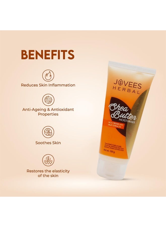 Jovees Herbal Shea Butter Moisturiser | With Shea Butter & Fruit Extracts | Reduces Skin Inflammation & Restores Hydration | For Normal & Dry Skin 100g - Image 2