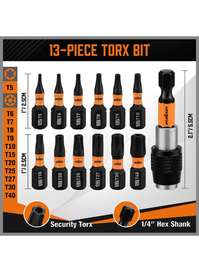 HORUSDY 13-Piece Torx Bit Set – Durable S2 Steel, Strong Magnetic Tip, Portable Tool Box for Drill & Screwdriver - Image 2