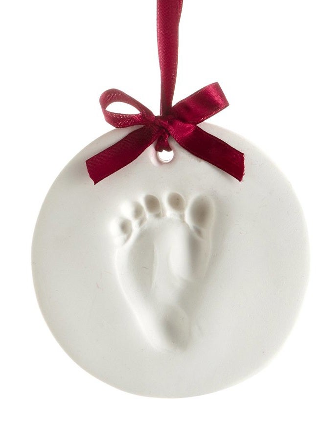 Tiny Ideas Baby's Handprint or Footprint Christmas Ornament, Easy No-Bake Keepsake Kit, Creative Holiday Gift for New and Expecting Parents, Clay - Image 1