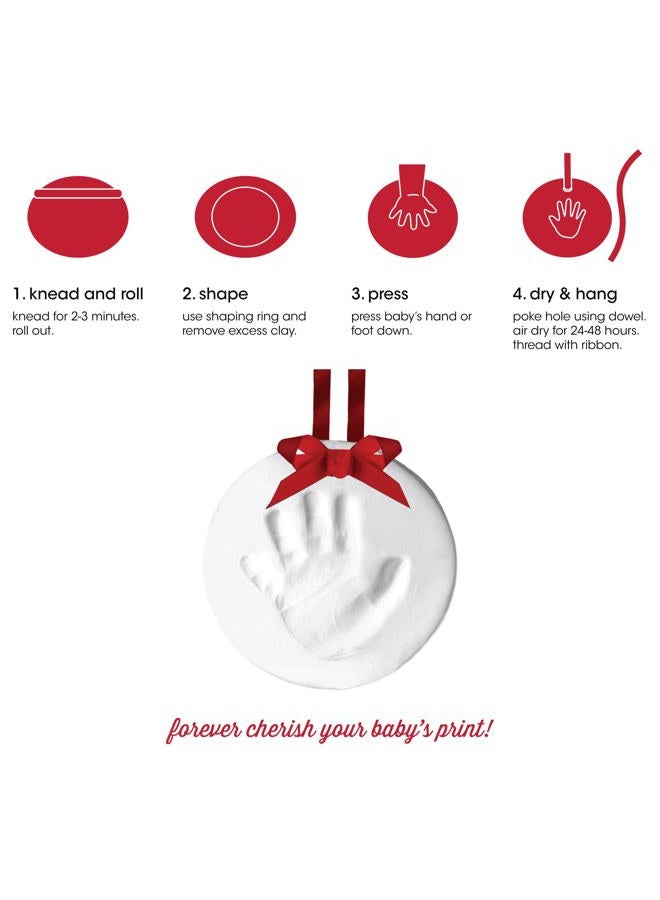 Tiny Ideas Baby's Handprint or Footprint Christmas Ornament, Easy No-Bake Keepsake Kit, Creative Holiday Gift for New and Expecting Parents, Clay - Image 3