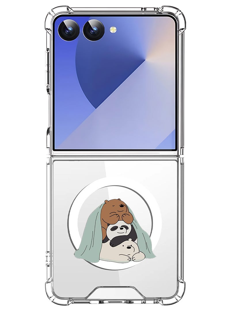 Theodor Magnetic Case for Samsung Galaxy Z Flip 7 Compatible with MagSafe Wireless Charging, Shockproof Phone Bumper Cover 3 Panda sitting - Image 1