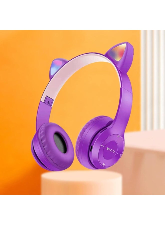 Raxoom Cat Ear Cordless Headphones | Cat Ear Wireless Bluetoothes 5.0 Headphones for Gym and Use,Wireless Noise-Canceling Bluetoothes Headphone Headset Earphone PURPLE - Image 2