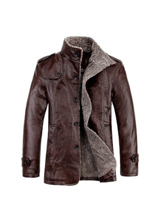 Men's Winter Lapel Leather Jacket Brown - pzsku/ZE8C072FB27C5A1E0FF1DZ/45/_/1692330951/05b43a00-6aef-4284-9daf-fac683b97e24
