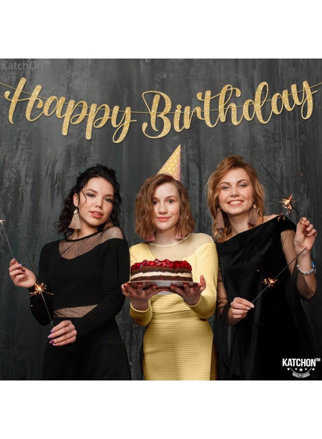 كاتشون لافتة عيد ميلاد ذهبية لامعة - مُثبّتة مسبقًا، بطول ١٠ أقدام | زينة أعياد ميلاد للنساء والرجال والأولاد والبنات | خلفية لافتة ذهبية لزينة الحفلات، لافتة عيد ميلاد سعيد - Image 3