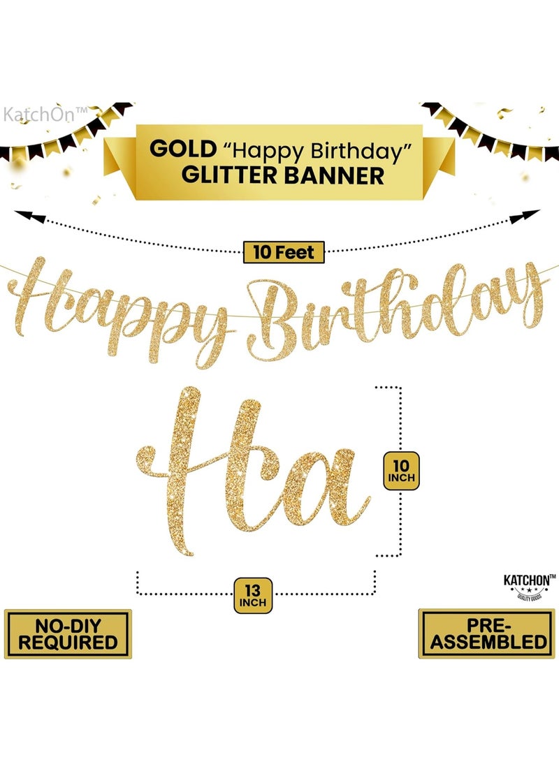 كاتشون لافتة عيد ميلاد ذهبية لامعة - مُثبّتة مسبقًا، بطول ١٠ أقدام | زينة أعياد ميلاد للنساء والرجال والأولاد والبنات | خلفية لافتة ذهبية لزينة الحفلات، لافتة عيد ميلاد سعيد - Image 4