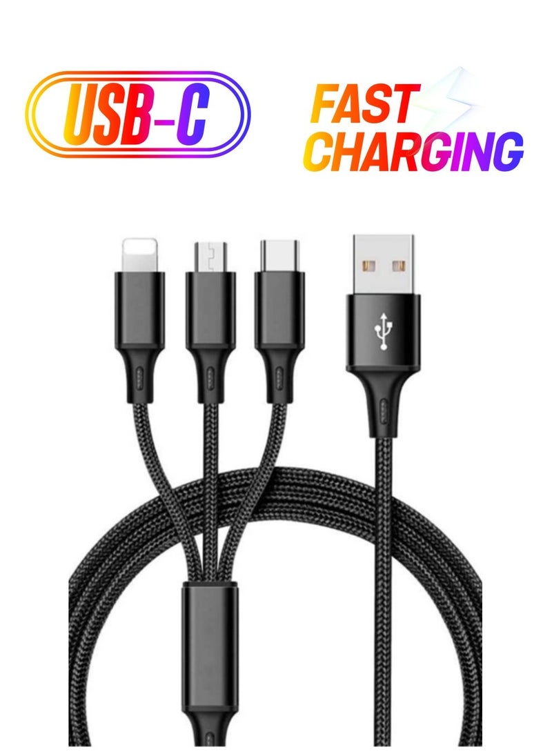 Raxoom 3 In 1 Fast Charging Cable For Iphone, Samsung, Huawei, Oppo, And Tables - Image 1