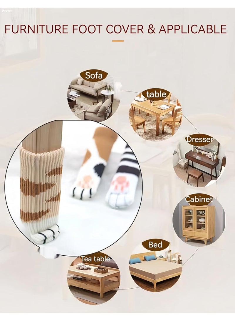 24 قطعة جوارب أرجل كراسي على شكل مخالب قطط – جوارب أثاث لطيفة لرجل الكرسي على شكل قطط، جوارب محبوكة غير قابلة للانزلاق لحماية أرجل الكرسي والأرضية، جوارب للأثاث تقلل الضوضاء للأرضيات الخشبية، 6 مجموعات - Image 5
