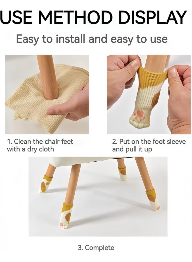 24 قطعة جوارب أرجل كراسي على شكل مخالب قطط – جوارب أثاث لطيفة لرجل الكرسي على شكل قطط، جوارب محبوكة غير قابلة للانزلاق لحماية أرجل الكرسي والأرضية، جوارب للأثاث تقلل الضوضاء للأرضيات الخشبية، 6 مجموعات - Image 4
