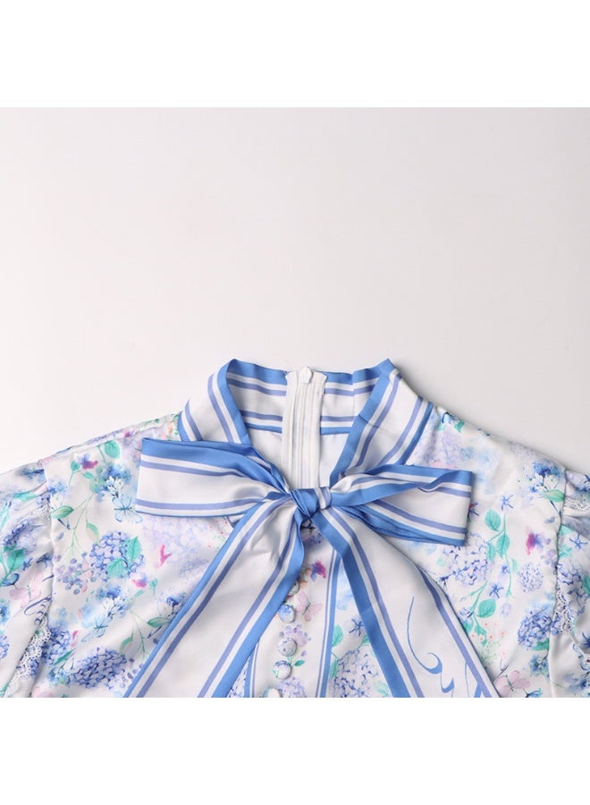 Madam Uniq Floral Pussy-Bow Dress - Image 5