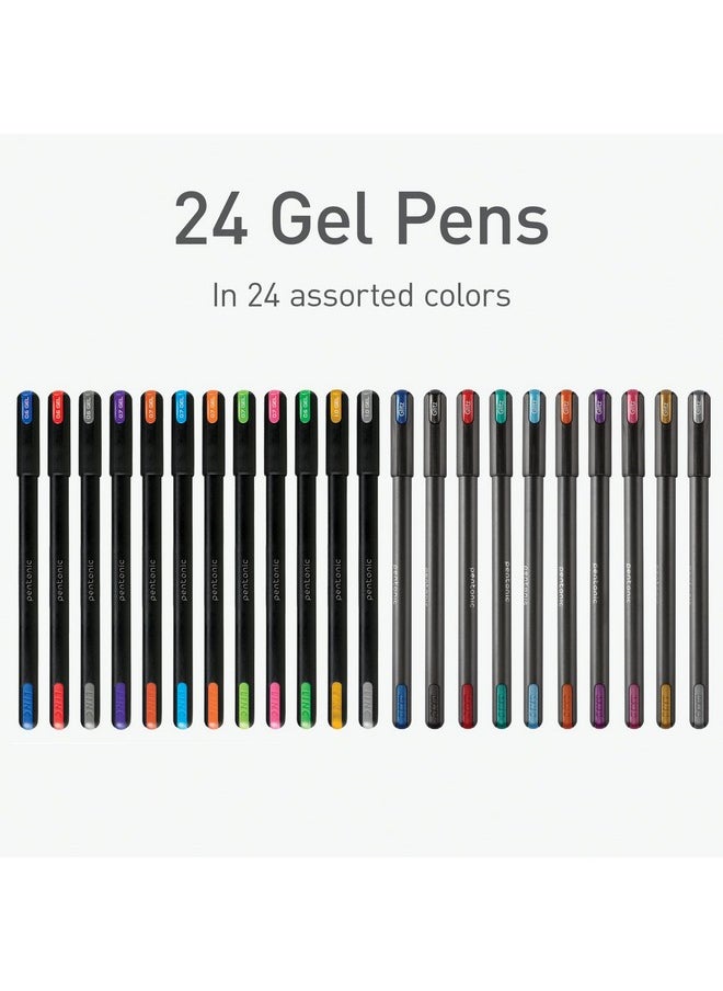 Pentonic Gel Pens, 24 Count, Mixed Pack (12 Assorted Color Pens, 12 Glitter Pens), Medium & Fine Point, Smooth Writing For Journaling (1002355)  - Image 3
