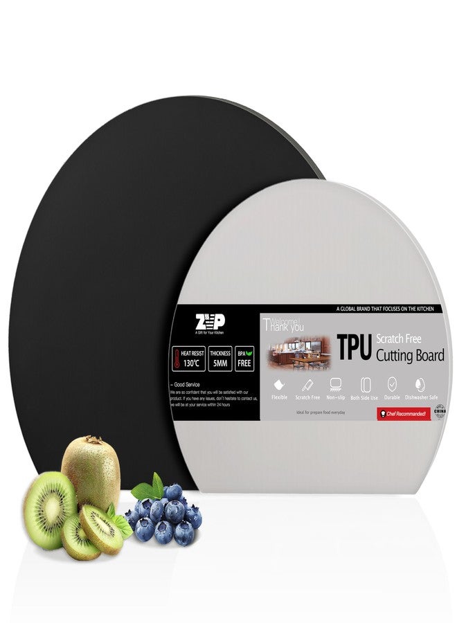 ZVP Thick Silicone TPU Cutting Board Mats for Kitchen, Flexible Rubber Cutting Boards, Anti-Slip Cutting Mats, Semicircle Chopping Board, BPA Free Dishwasher Safe, 2 Pieces - Image 1