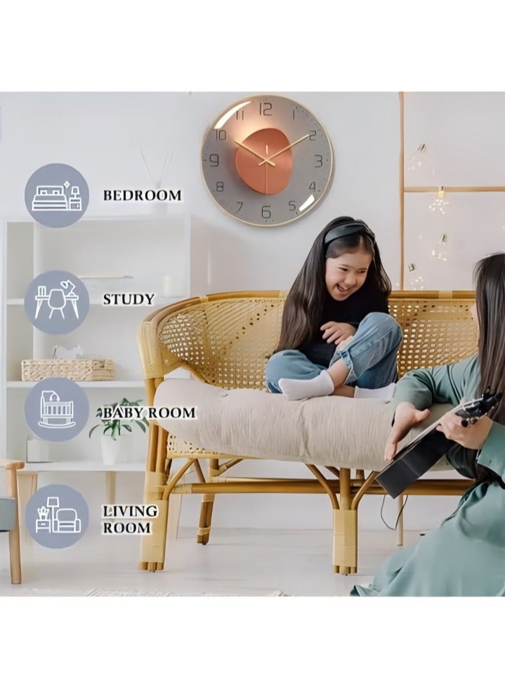 DUNISO 12 Inch Wall Clock,3D Curved Glass Large Wall Clock,Silent Non-Ticking Round Decorative Quartz Clock,for Office Home Bathroom Kitchen Bedroom School - Image 2