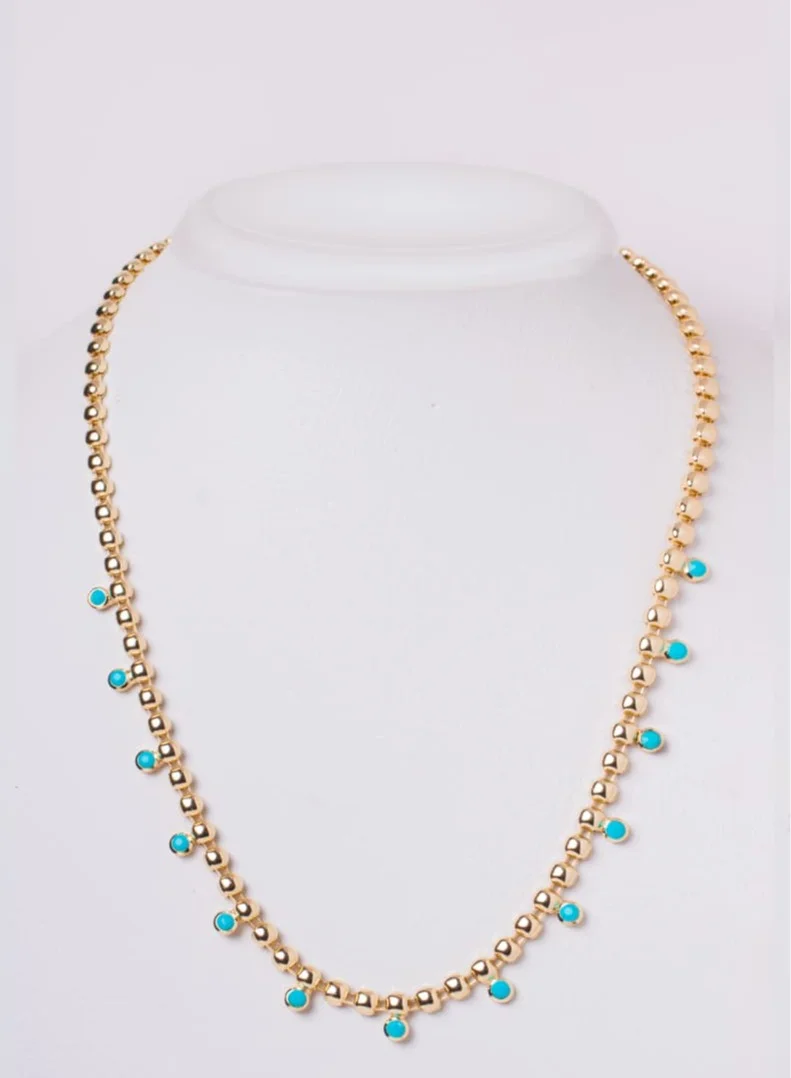 Celestial Drops Beaded Necklace - Blue