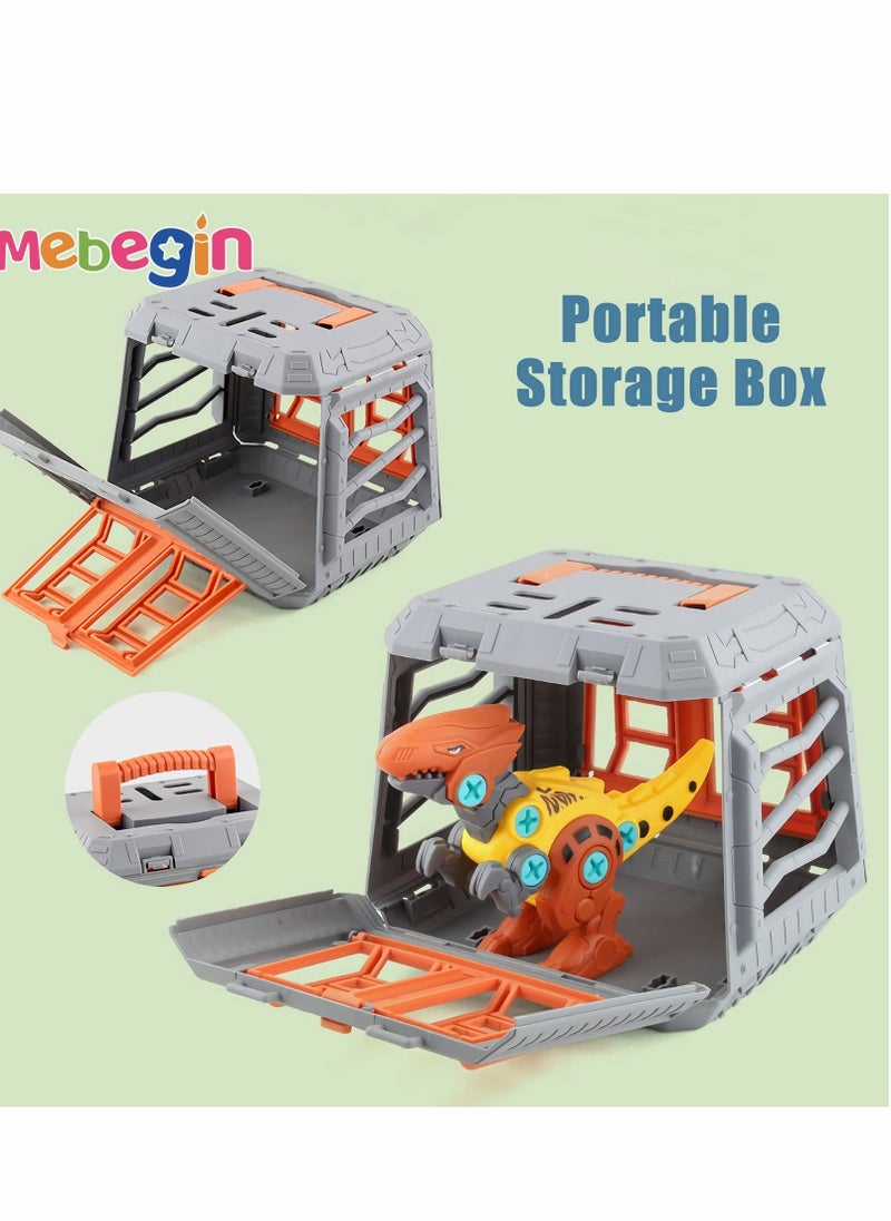 MEBEGIN - 4PCS Dinosaur Building Block Disassembling Toys with Storage Box, Take Apart Dinosaur Toys, DIY Construction Build Set, Easy to Assemble and Carry, Ideal Gift for Kids Aged 3+ - Image 1