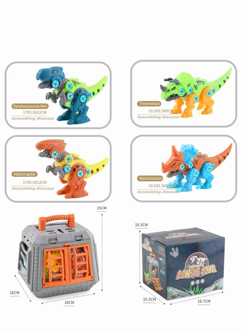 MEBEGIN - 4PCS Dinosaur Building Block Disassembling Toys with Storage Box, Take Apart Dinosaur Toys, DIY Construction Build Set, Easy to Assemble and Carry, Ideal Gift for Kids Aged 3+ - Image 1