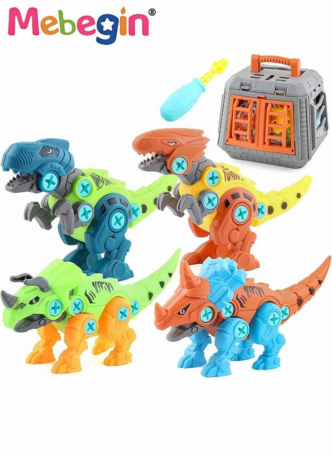MEBEGIN - 4PCS Dinosaur Building Block Disassembling Toys with Storage Box, Take Apart Dinosaur Toys, DIY Construction Build Set, Easy to Assemble and Carry, Ideal Gift for Kids Aged 3+ - Image 1