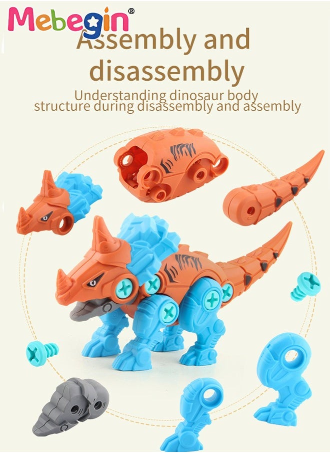 MEBEGIN - 4PCS Dinosaur Building Block Disassembling Toys with Storage Box, Take Apart Dinosaur Toys, DIY Construction Build Set, Easy to Assemble and Carry, Ideal Gift for Kids Aged 3+ - Image 1