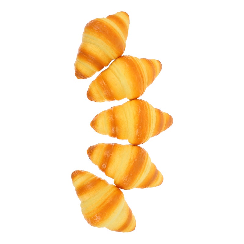 5pcs Artificial Croissant Rolls: Realistic Croissant Bread Props PU Simulation French Pastries Fake Food Bakery Display Photography Photo Props for Party and Holiday Scenes - Image 1
