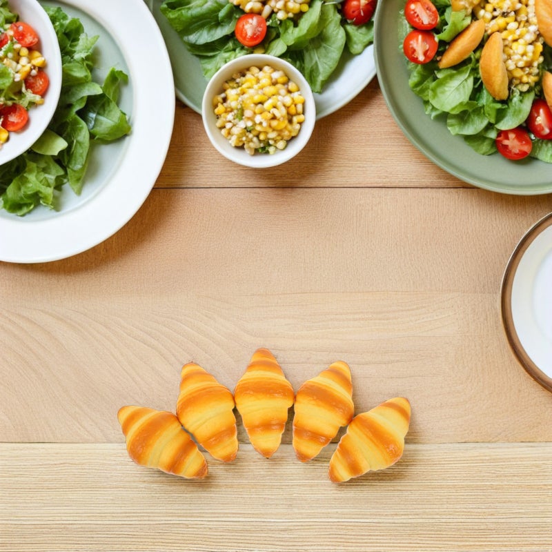 5pcs Artificial Croissant Rolls: Realistic Croissant Bread Props PU Simulation French Pastries Fake Food Bakery Display Photography Photo Props for Party and Holiday Scenes - Image 4