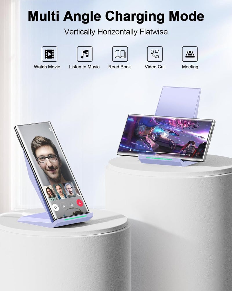 NANAMI  Fast Wireless Charger 2 Pack - Qi Certified Wireless Charging Stand for iPhone 17/17 Air/16/15/14/13/12/12 Pro Max, Phone Charger Dock Compatible Samsung Galaxy S25/S24/S23/S22/S21,Pixel 6/5 - Image 4