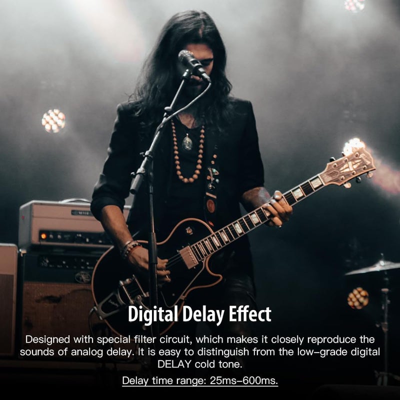 JOYO Digital Delay Effect Pedal for Electric Guitar & Bass - 25ms-600ms Range, Analog Sound, True Bypass (JF-08) - Image 2
