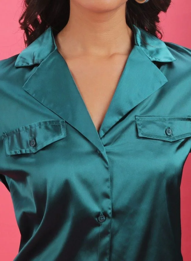 Freehand  Women Regular Fit Solid V-Neck Long Sleeve Shirt  | Best Price UAE