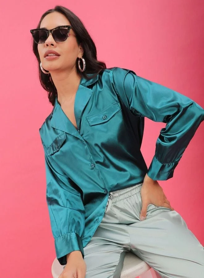 Freehand  Women Regular Fit Solid V-Neck Long Sleeve Shirt  | Best Price UAE
