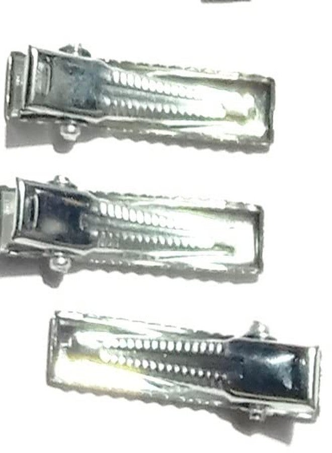 Delicate White small size 3 CM long Nickel Coated Flat Metal Single Prong silver Alligator DIY Barrette Bow Hair Clips -Set of 50 Pieces - Image 2