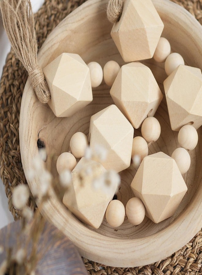 RUIRUICO Extra Large Wood Bead Garland with 2" Diameter Geometric Wooden Beads, Decorative Beads for Farmhouse Decor (Natural, 35 Inches) - Image 3